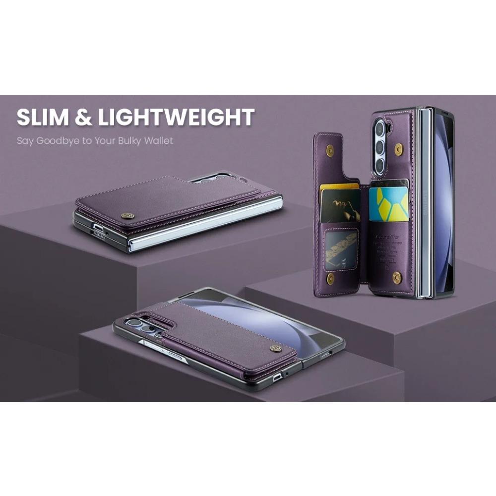 Luksuriøst magnetisk lommebokstativ i skinn til Samsung Galaxy Z Fold 6 5 4 3 Holder Kortlomme Støtsikkert Fullbeskyttelsesdeksel