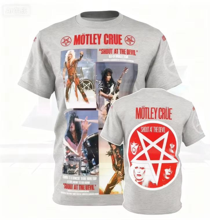 The Representative Band of American Heavy Metal Band Mötley Crüe Enthusiasts New 3D Printed T-shirt for Men Women Loose T-shirt