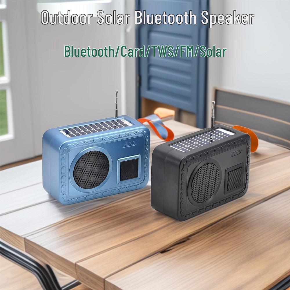 Solar-Powered Wireless Bluetooth Speaker with USB and Card Slot