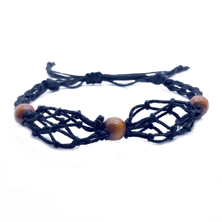 Crystal Holder Bracelet Adjustable Rope Bracelet Cord Handmade Woven Netted Cage