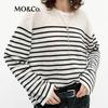 MO&Co. Damen gestreifter Strickpullover aus Lammwollmischung