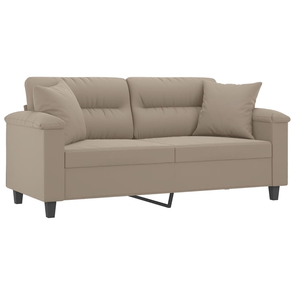 Vidaxl 2-Osobowa Sofa Z Poduszkami, Kolor Taupe, 140 Cm, Mikrofibra
