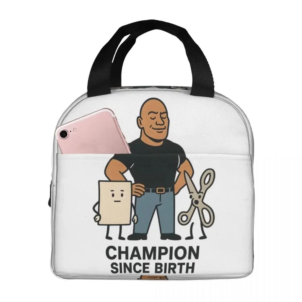 Dwayne Johnson And Kevin Hart Gym Cartoon Insulated Lunch Bag for Women Kids Portable Food Boxes Thermal Lunch Box Tote