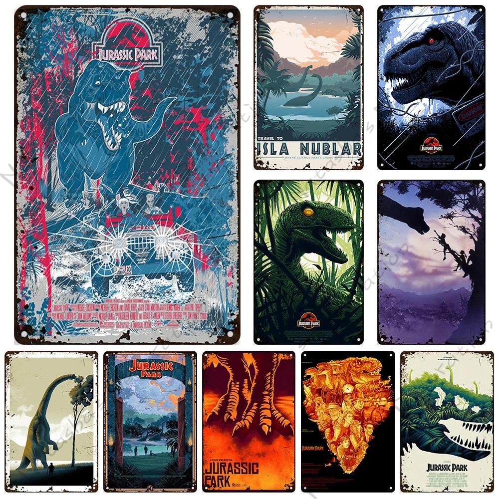 Classic Movie Poster Jurassic Park Metal Sign Retro Poster Vintage Metal Plaque Rusty Metal Sign Club Bar Cafe Industrial Decor