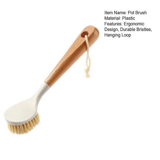 Pot Brush Non-Slip Handle Sturdy Bristles Pot Cleaning Brush Kitchen Sinks Pans Pots Plates Dish Brush with Hanging Loop
