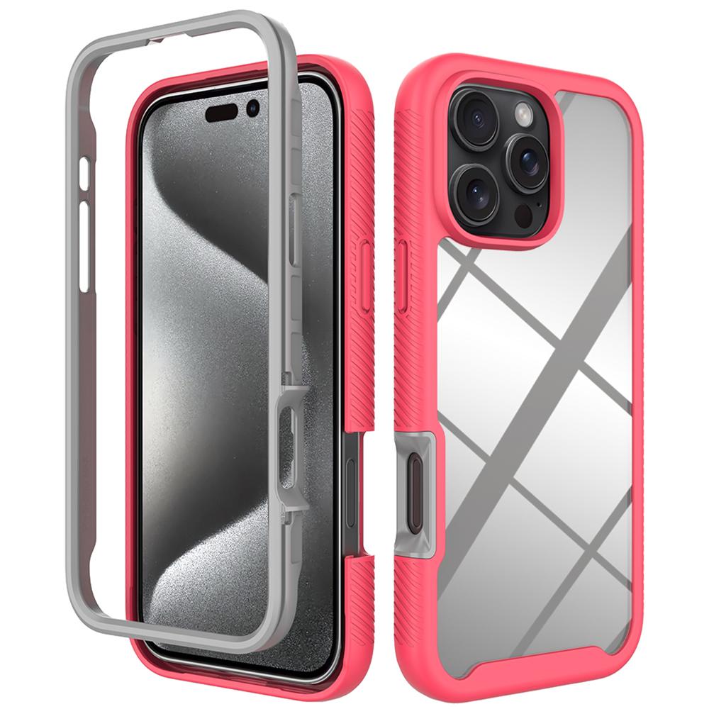 

For iPhone 16 Pro Max Case Anti-Drop 2-in-1 PC+TPU Phone Cover Pink