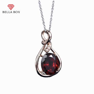 Red Oval Red Color Treasure Simple Temperament Pendant Necklace For Women Wedding Jewelry