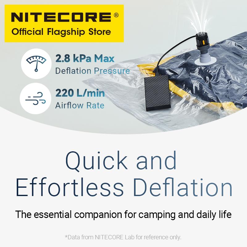 NITECORE AP01 Portable Air Pump 22g 2.8 kPa USB-C Inflation Deflation for Air Bed Pillows Swimming Ring Camping Flame Booster