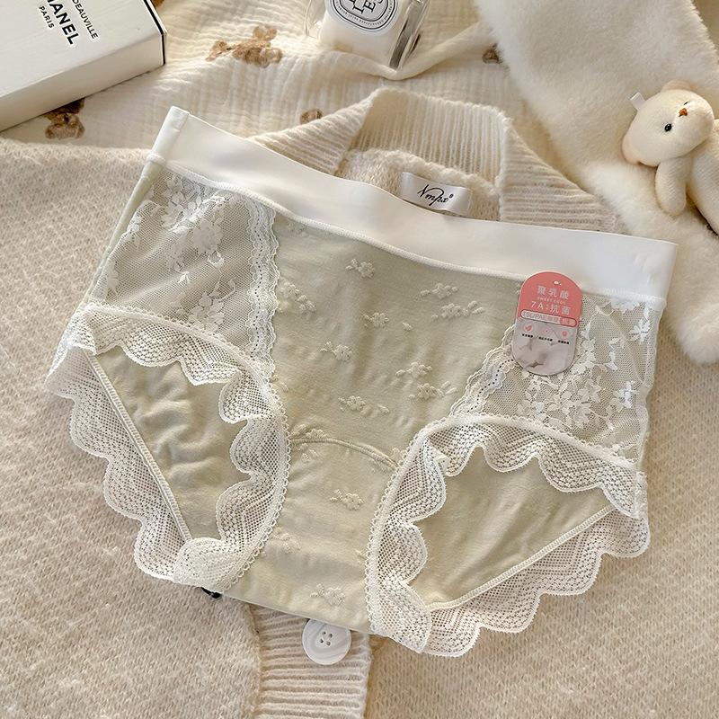 Women S Mid Waist Lace Modal Underwear 7a Antibacterial Plus Size Panties