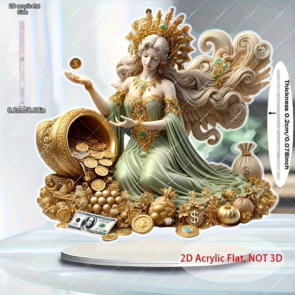 2D Flat Acrylic Lucky Goddess Decoration, Indoor and Outdoor Decoration - No Battery/electricity Required, Free Day Decoration, Shop Decoration, Durab