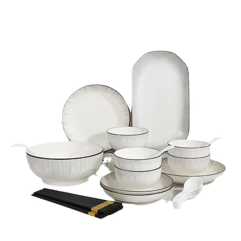 Jingdezhen Ceramic 8-inch Dinner Plate Set (5-pack)