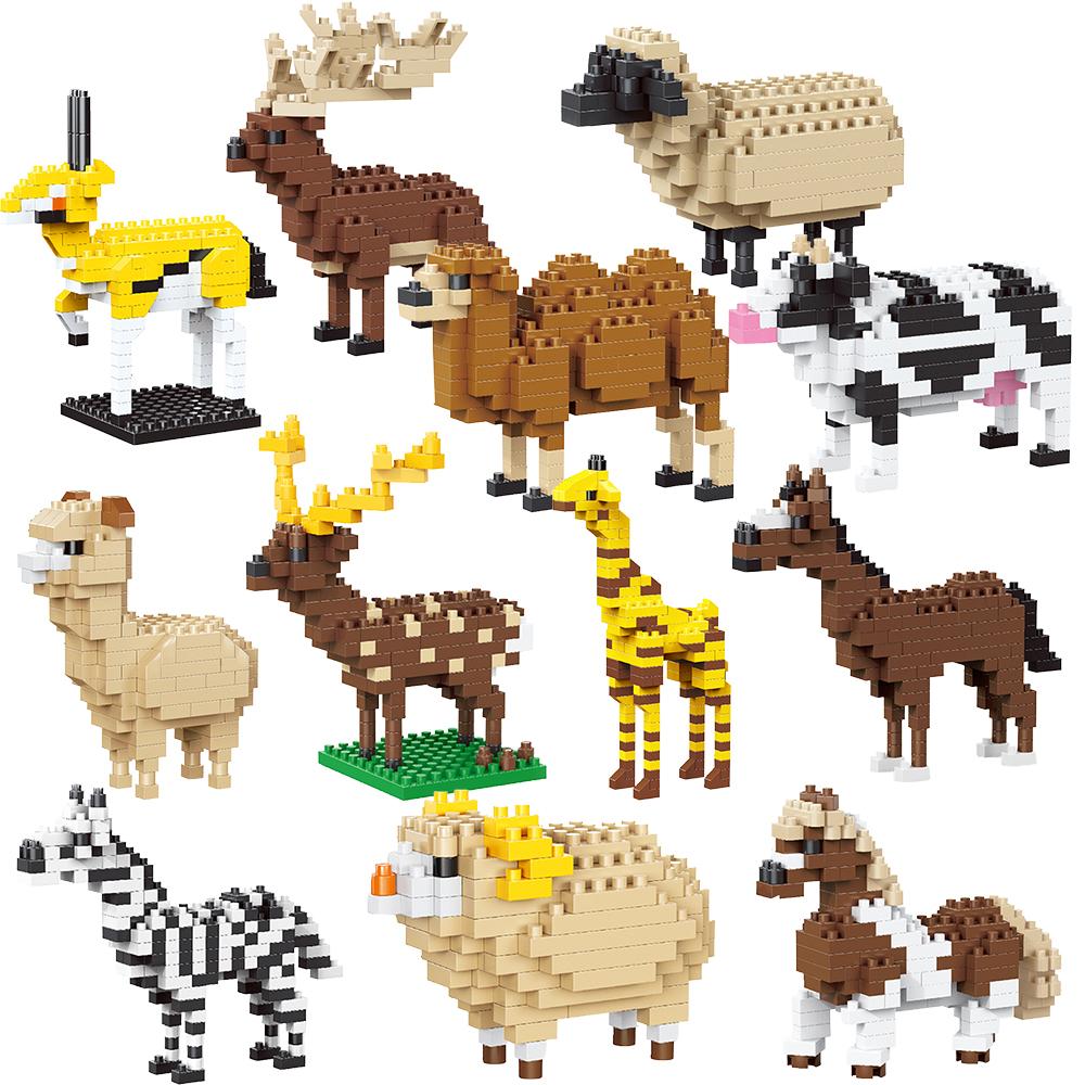 Micro Zoo Building Blocks Sheep Animal Set 3D Model, Desktop Farm Scene Decor for Kids Room, Delightful Gift for Animal Lovers