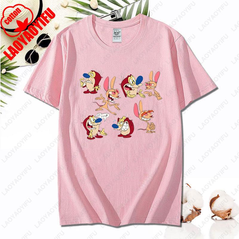 90s Ren Stimpy Show Nicktoons Nickelodeon TV Cartoon Tshirt New Style Nostalgia Childhood Tops Unisex Adult Clothing Cotton Tees