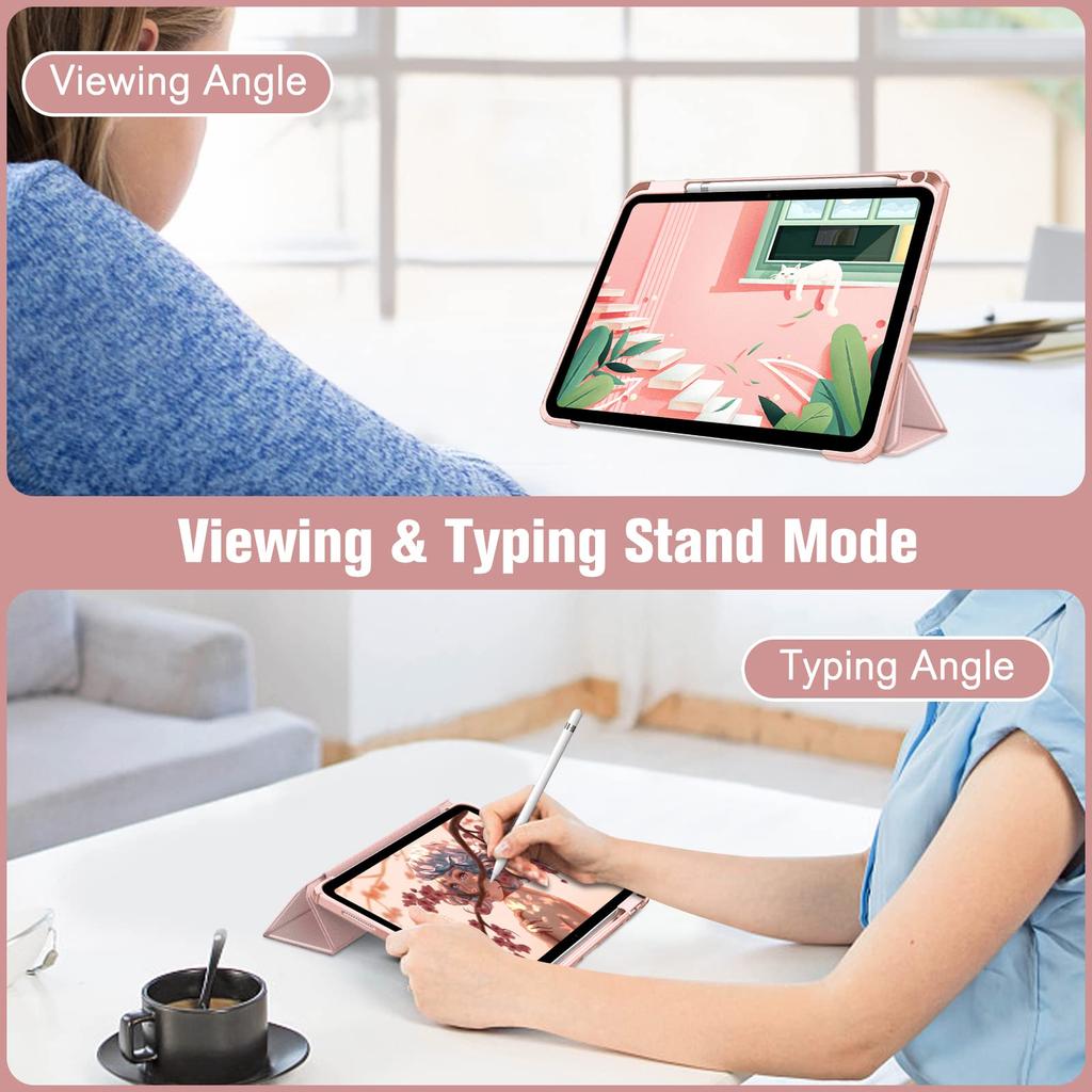 iPad (A16) Case/iPad 10th Generation Case [11-Inch /10.9 Inch ] with Pencil Holder, Smart Cover with Soft TPU Back