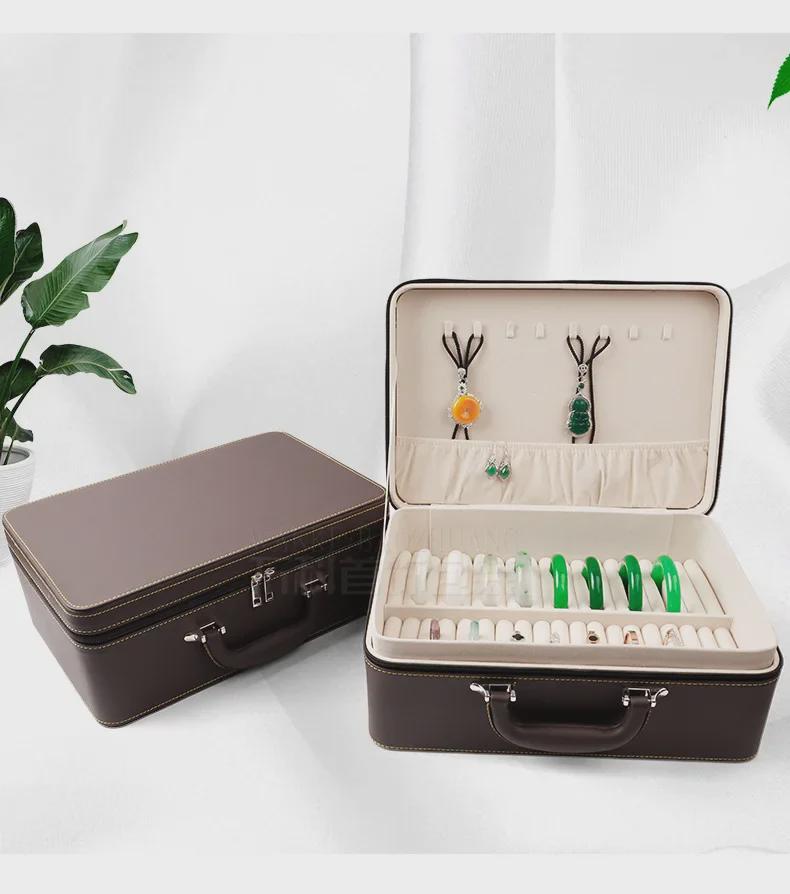 Multi-Bracelet Jewelry Storage Box with Ring, Necklace, and Bracelet Display