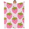 Bubble Pink Daisy Grid Tile Cartoon Anime Print Flannel Blanket Soft Warm Throw for Kids Bedroom Sofa Christmas Office Car