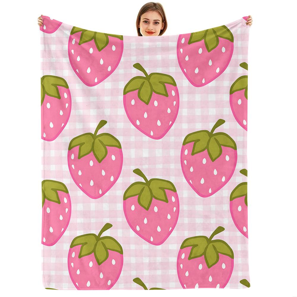 Bubble Pink Daisy Grid Tile Cartoon Anime Print Flannel Blanket Soft Warm Throw for Kids Bedroom Sofa Christmas Office Car
