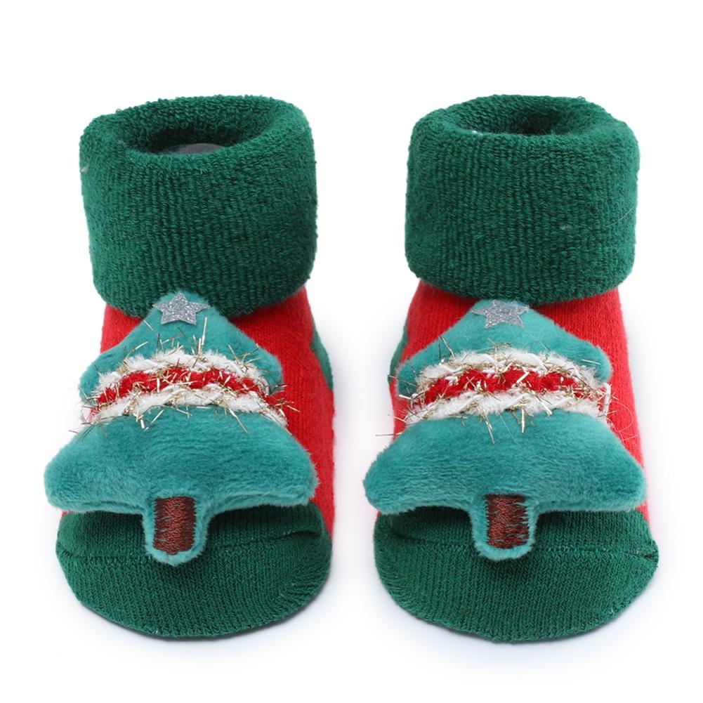 

Носки для новорожденных, хлопковые носки для младенцев, детские носки с рождественскими рисунками, нескользящие носки для девочек и мальчиков от 0 до 1 года