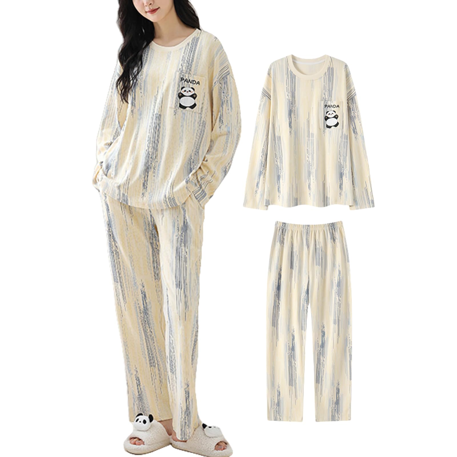 

Наребуало Сиетупооп Круглый Длинный Домашний Костюм Пуговицы Свободный Эластичный Ленивый Зимний Женский Пижамный Комплект, Горловина, Рукава, Комплект, Застежка, Дышащий, Тонкий, Мягкий, абрикосовый