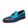 Belgische Herren-Loafer, blaue Abendschuhe, stilvolle formelle Leder-Blazer, Tanzschuhe für Männer