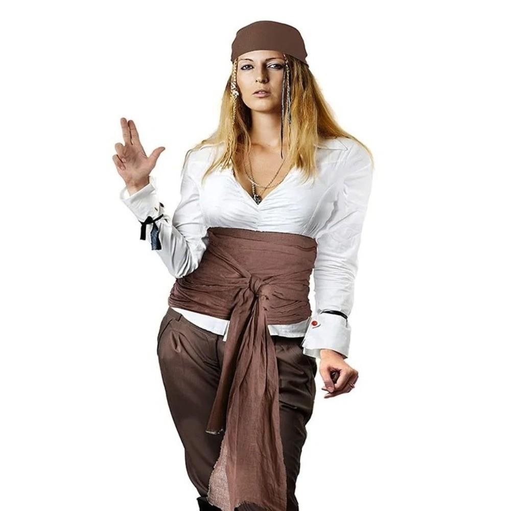 Solid Color Pirate Headband Waist Belt Head Wrap Cosplay Costume Retro Halloween Scarf Belt  Men