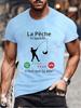 Fishing Calls Me I Must Go Print Men T Shirt Fisherman Summer Short Sleeve T-shirts Tops Men's French T-shirt Dad Tee Tops Gifts
