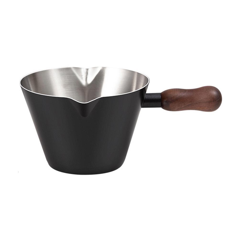 Walnut Handle Espresso Shot Glass 120ML Stainless Steel Measuring Cup With Spout And Scale For Barista