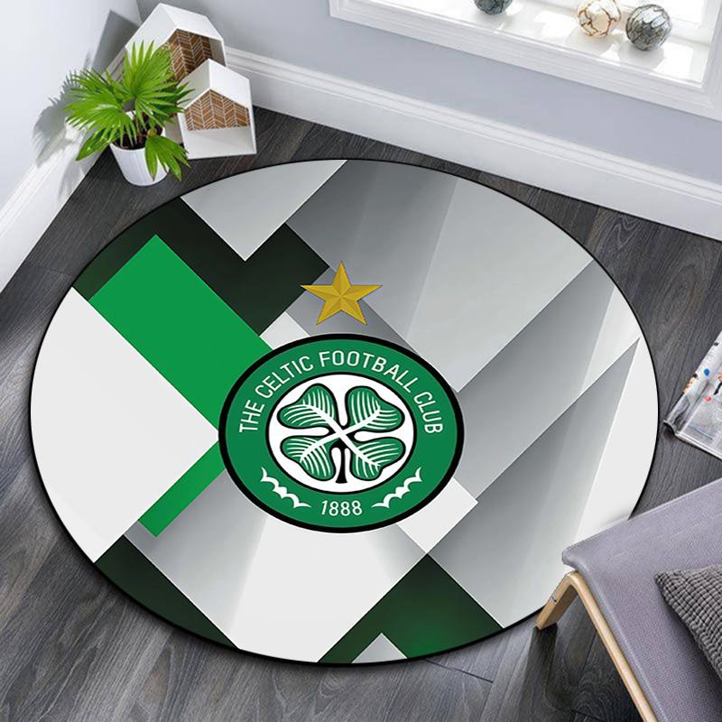 Celtic FC Round Area Rug,Carpet Rug for Living Room Bedroom Sofa Playroom Decor,Non-slip Floor Mat