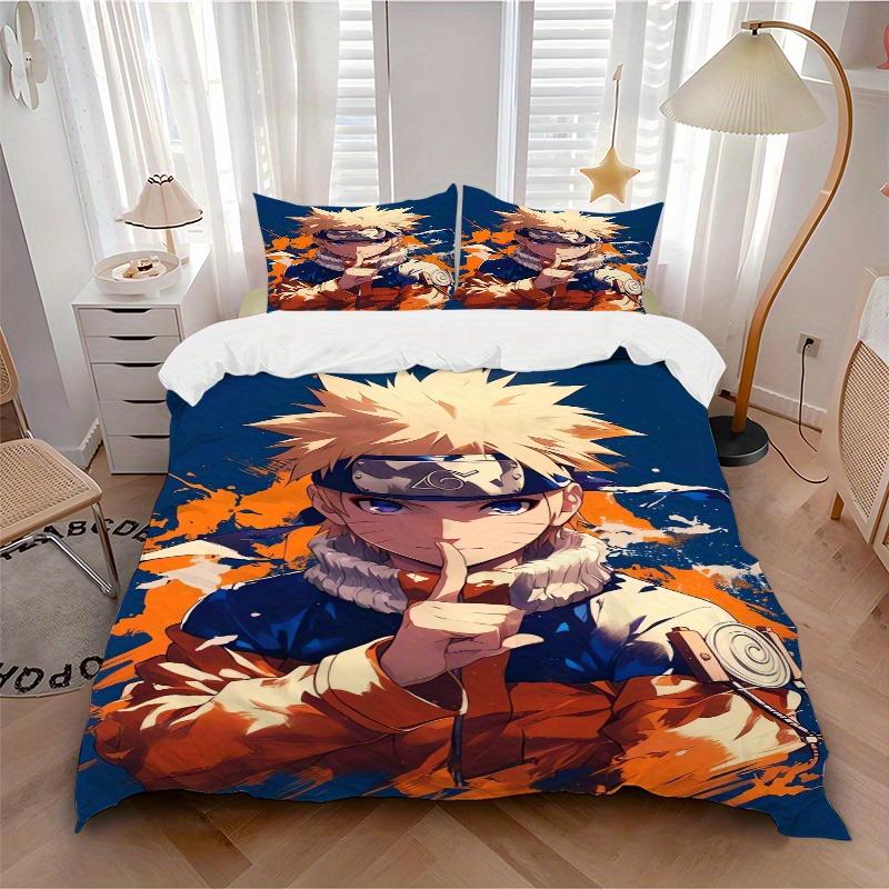 3pcs Naruto Themed Printed Bedding Set, Soft and Comfortable Quilt Cover for Bedroom, Guest Room (1 Duvet Cover + 2 Pillowcases, Pillow Core