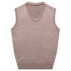 Men's Autumn/Winter V-Neck Wool Knit Vest - Solid Color Sleeveless Knitwear for Middle-Aged Men