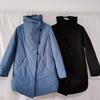 Export Korea Order Tail Goods Stand Collar down Cotton Jacket Women's Patchwork Knitting Imitation Mink Sleeve Short Wooden Ear Heattech