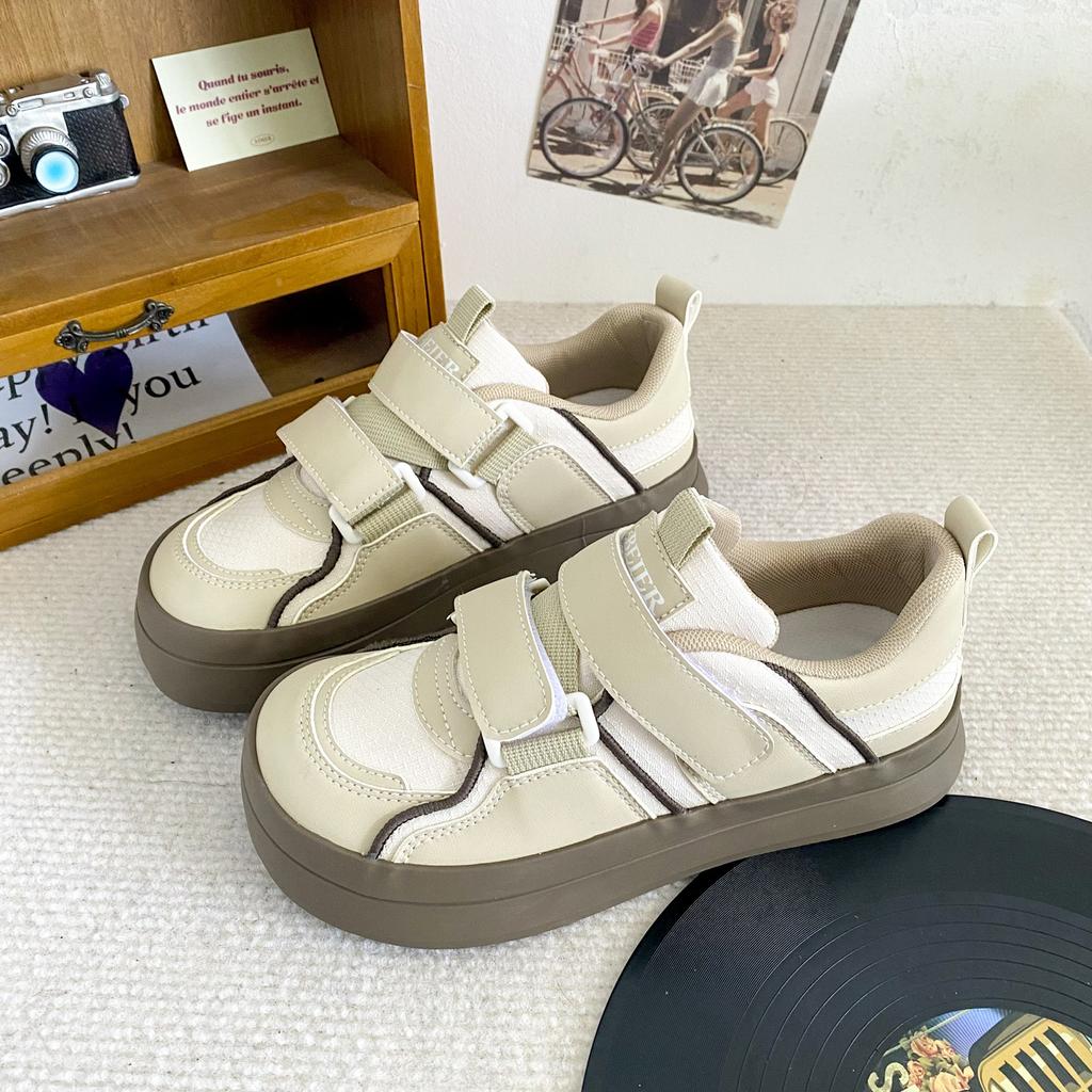BE-6787 Latex insole/Velcro Thick-soled German Training Shoes Women's Board Shoes Casual Women's Shoes Niche Versatile White Shoes