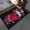Gothic Skull and Red Roses Print Carpet with Black Background Suitable for use as an anti-slip for living room bedroom sofas