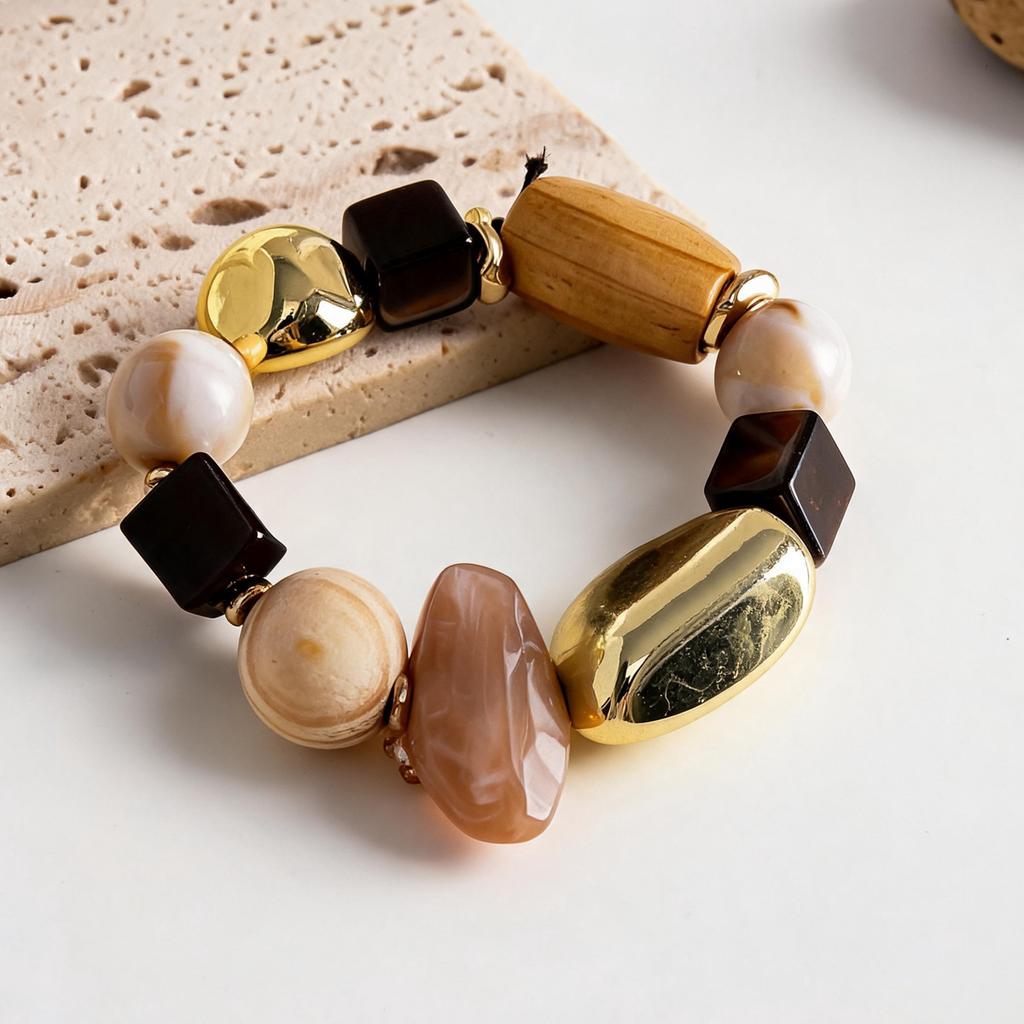European and American Rivet Resin Geometric Opening Bracelet Maillard Retro Style Bracelet Light Luxury High-end Jewelry Women