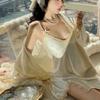Sexy pajamas women's ice silk thin style with chest pad pure desire wind suspender nightdress two-piece set new loungewear
