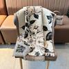 Flower scarf women's imitation cashmere retro temperament printing thickened warm scarf travel outside fashion temperament shawl