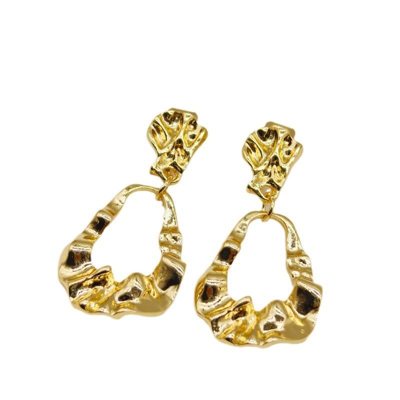 Einfache unregelmäßige Vintage Metallohrringe ohne Ohrlöcher Ohrklemme für Damen