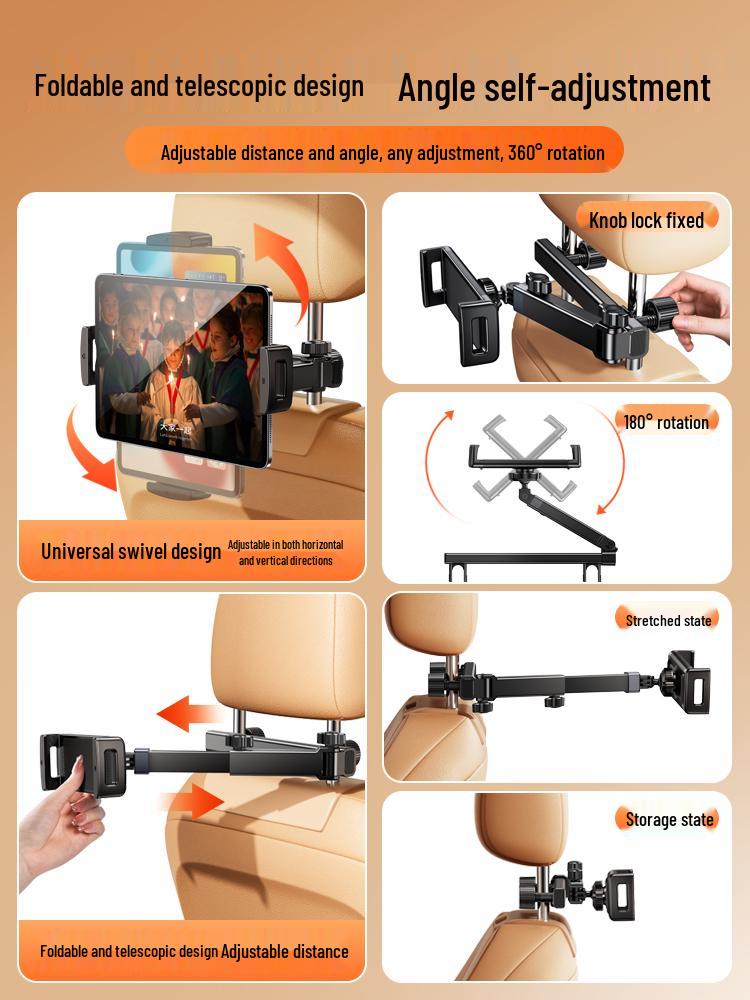 Adjustable Rear Seat Tablet & Phone Holder for Car Headrest