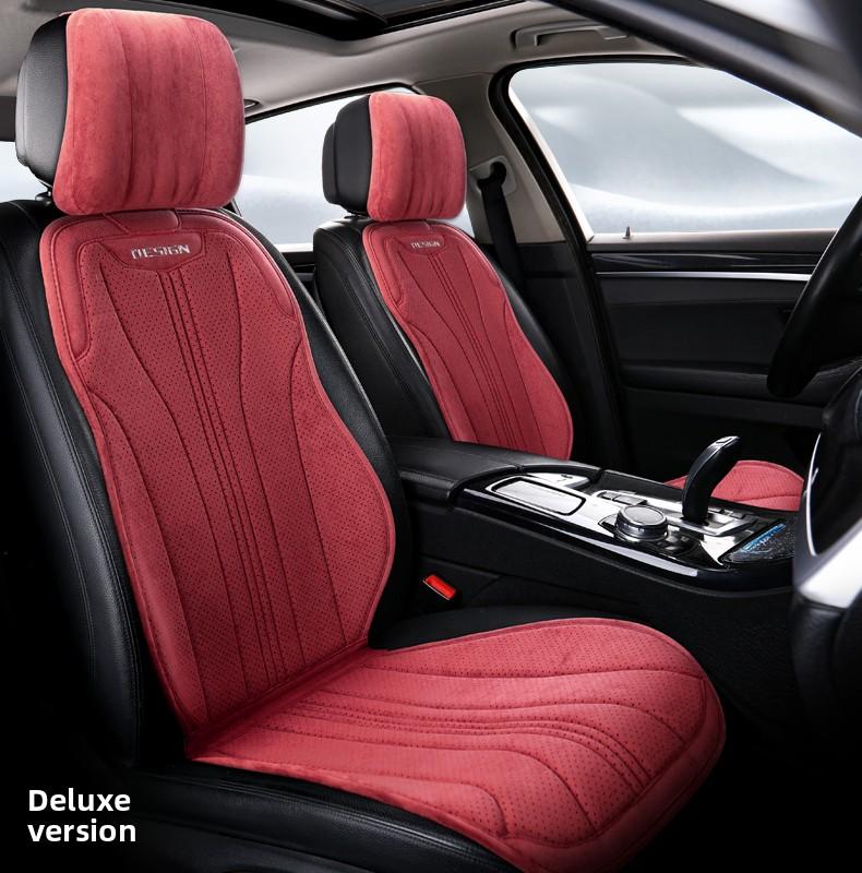 High Quality Suede Universal All Seasons Car Seat Cover Perforated Breathable Anti-Slip Luxury Car Suede Seat Cover With Pillow