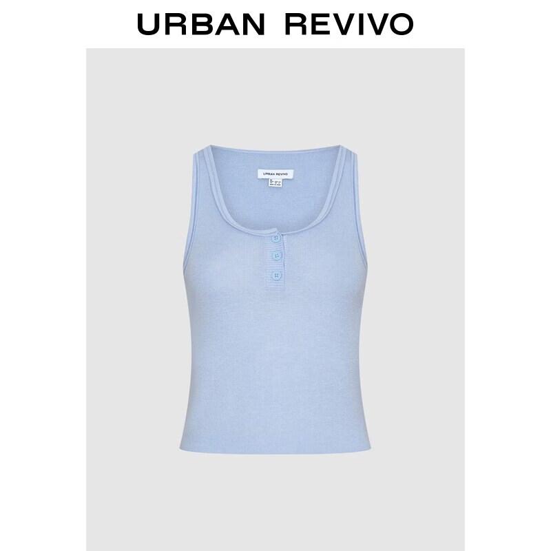 UR2026 Women s Casual Knit Vest Top with Buttons XS