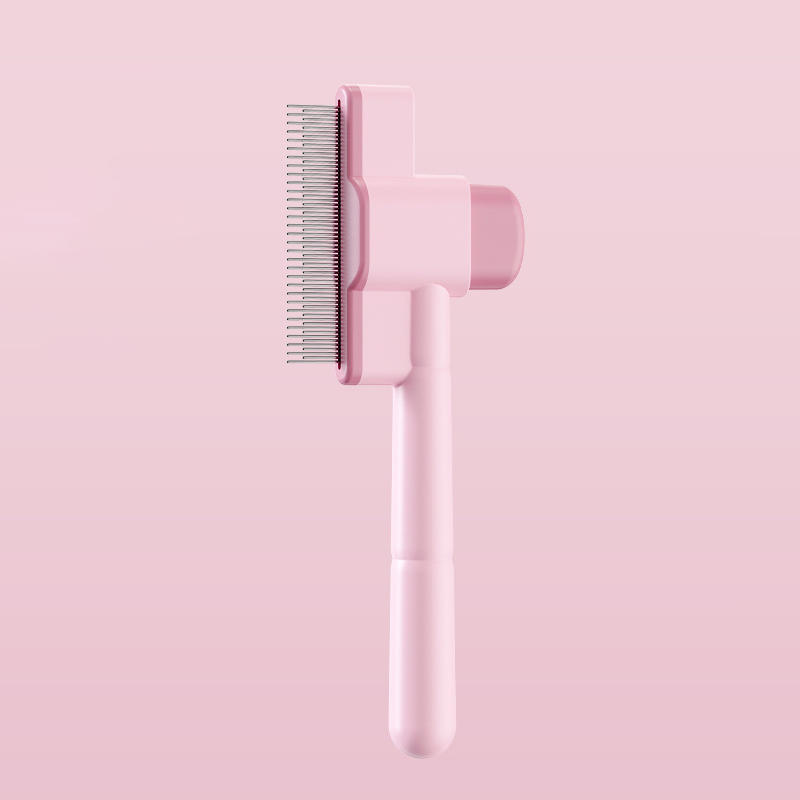 Stainless Steel Pet Deshedding Comb Fine-Tooth Rake One-Click Hair Release Flea Removal Tool For Dogs Cats