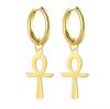 LIKGREAT Gold Color Egyptian Ankh Drop Earring Vintage Cross Women Dangle Earrings Stainless Steel Male Punk Jewelry