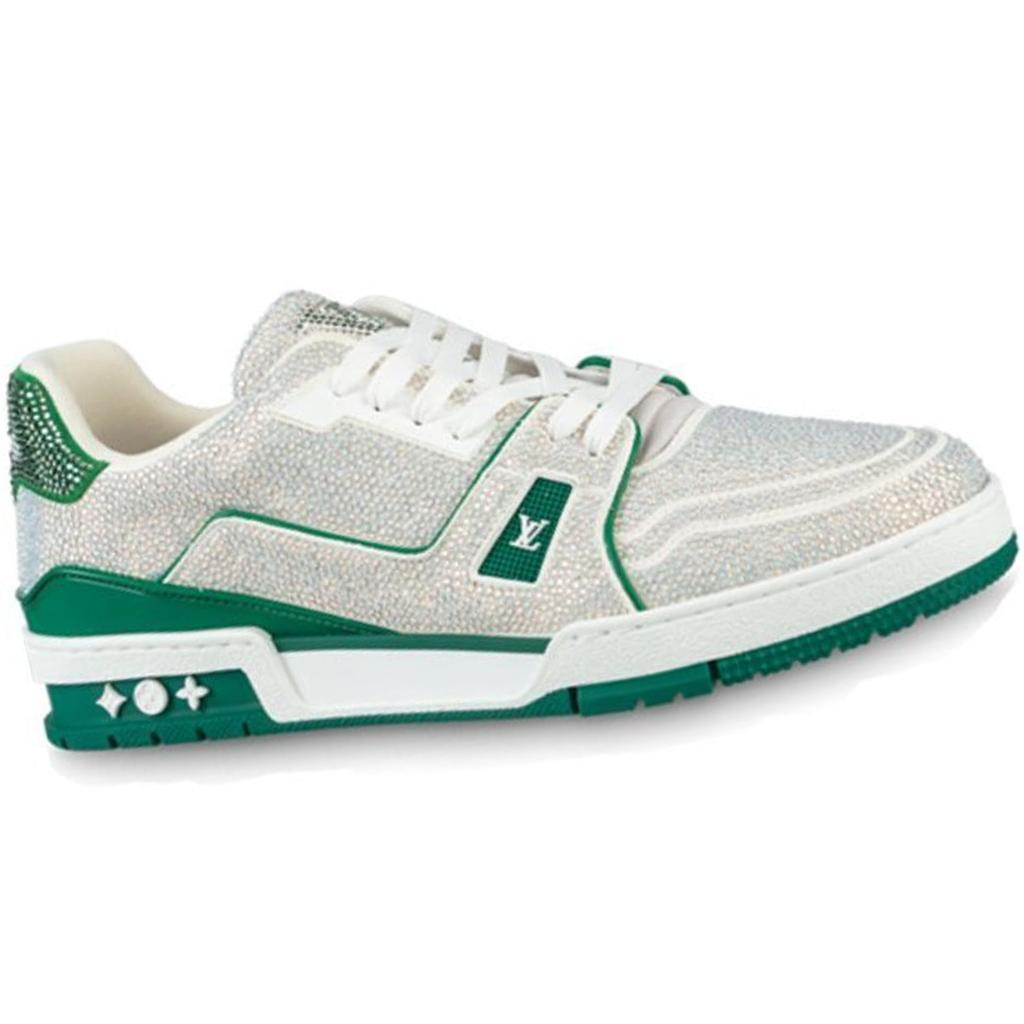Louis Vuitton Trainer Sneakers 'Crystals White And Green' 1AARLE