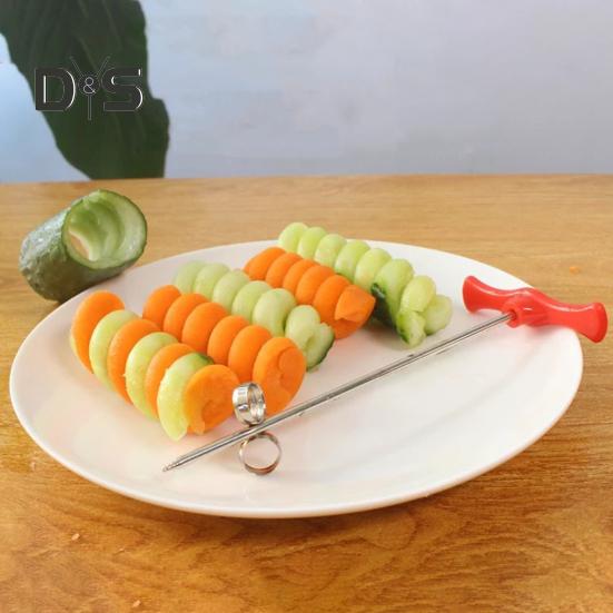 10Pcs Potato Spiral Cutter Fruit And Vegetable Spiral Twist Cutter Stainless Steel Spiral Chips Cutter for Barbecue Picnic Camping