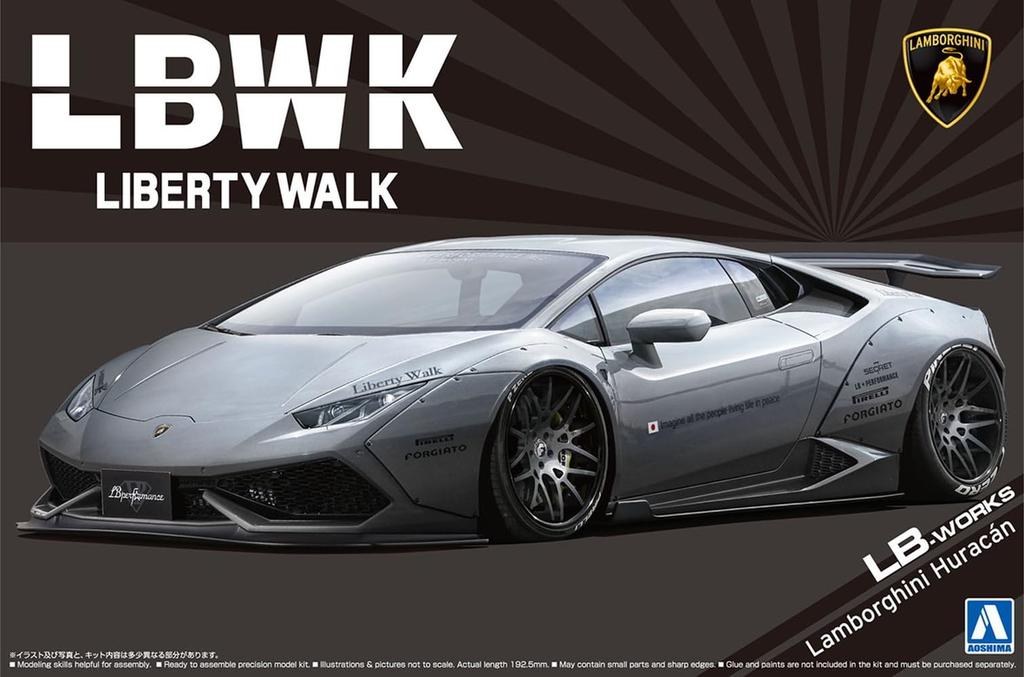 Modèle réduit en plastique Lamborghini Huracan AOSHIMA Liberty Walk Series LB Works 1/24 n° 16 Ver.2
