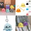 Adorables Porte-clés Peluche Pieuvre Réversible Charm Mignon pour Couple Jouet en Peluche Courte Coton PP