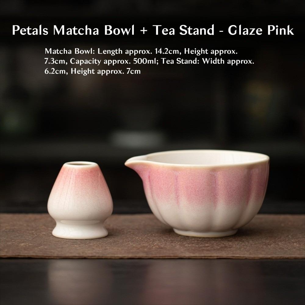 

2PCS Smooth Matcha Whisk Stand Ceramic Green Tea Maker Cup for Tea Set Accessories Pink2
