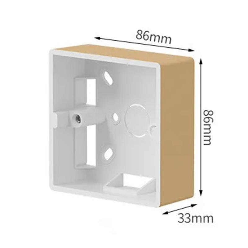 

86 Тип монтажной коробки Практичная внешняя монтажная коробка Стандартная настенная розетка для выключателя 86 мм*86 мм Глубина коробки 35 мм золотой