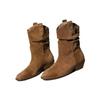 Retro Nische Western Cowboy Stiefel Mittelstiefel Plissierte Piled Stiefel Damen 2025 Neu Herbst und Winter Dicker Absatz Kurze Stiefel