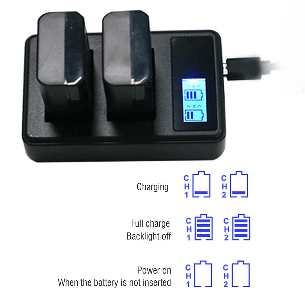SEIVI Portable  LCD Electric Quantity Display Dual Slot Camera Battery Charger for Sony NP FW50 A6300 A6500 A6000 A7r A7